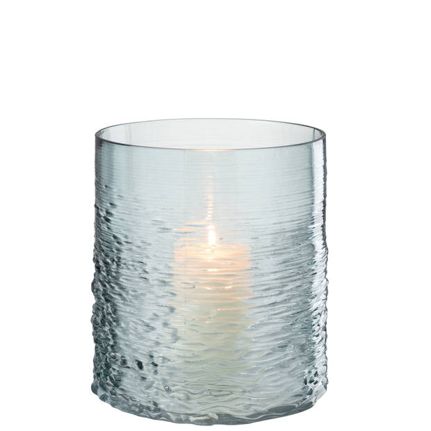 J-line - Windlicht Zee Glas Blauw Small - 19.5x19.5x22.5cm