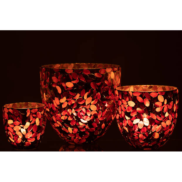 J-line - Windlicht Mozaiek Glas Bordeaux Large - 20x20x20cm