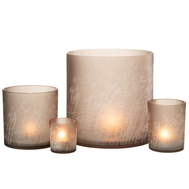 J-line - Windlicht Gras Glas Beige X-large - 25x25x25cm