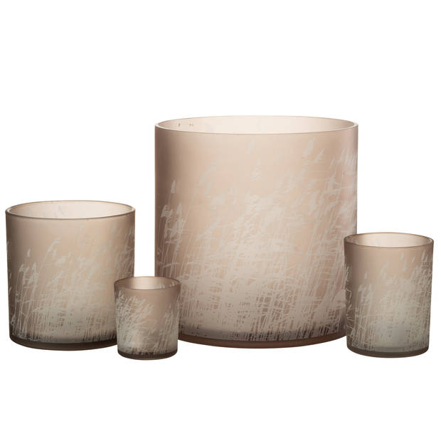 J-line - Windlicht Gras Glas Beige X-large - 25x25x25cm