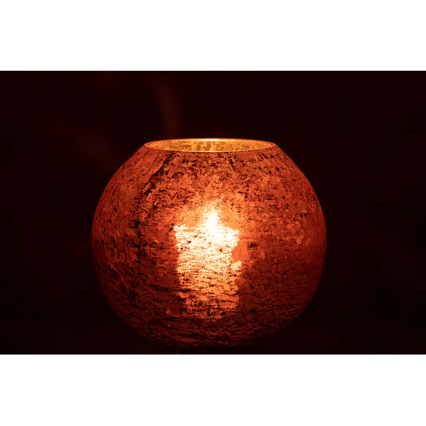 J-line - Windlicht Nuria Bal Glas Terracotta Large - 18.5x18.5x16cm