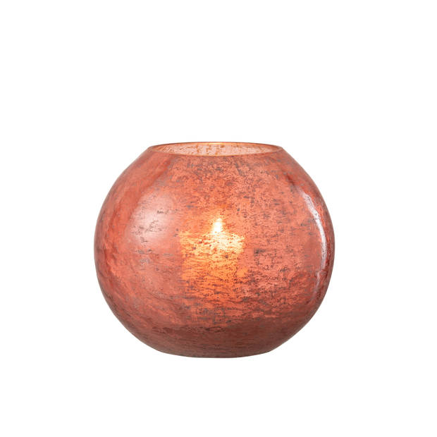 J-line - Windlicht Nuria Bal Glas Terracotta Large - 18.5x18.5x16cm