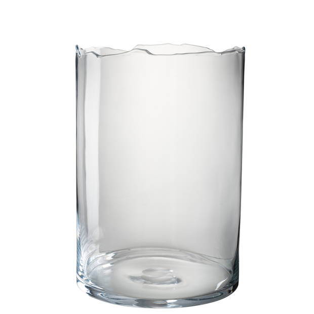 J-line - Windlicht Onregelmatige Rand Glas Transparant Lang - 27x27x39cm