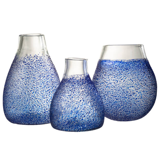 J-line - Windlicht Santorini Glas Blauw - 21x21x25cm