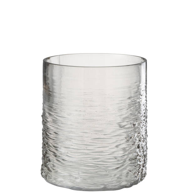 J-line - Windlicht Zee Glas Grijs Small - 19.5x19.5x22.5cm