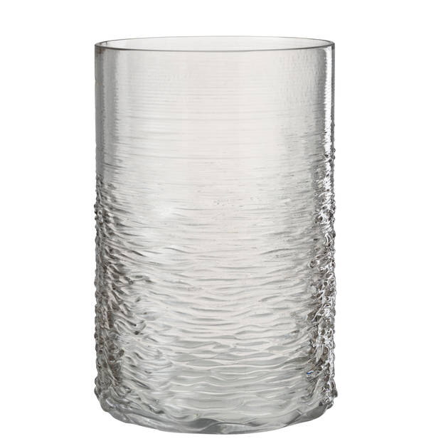 J-line - Windlicht Zee Glas Grijs Large - 19.5x19.5x30cm