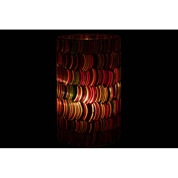 J-line - Windlicht Mozaiek Curve Glas Mix Large - 12.5x12.5x23cm