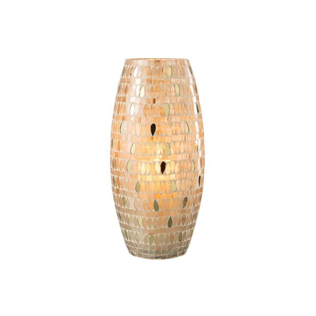 J-line - Windlicht Mozaiek Glas Beige Large - 16x16x35cm