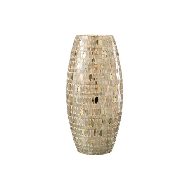 J-line - Windlicht Mozaiek Glas Beige Large - 16x16x35cm