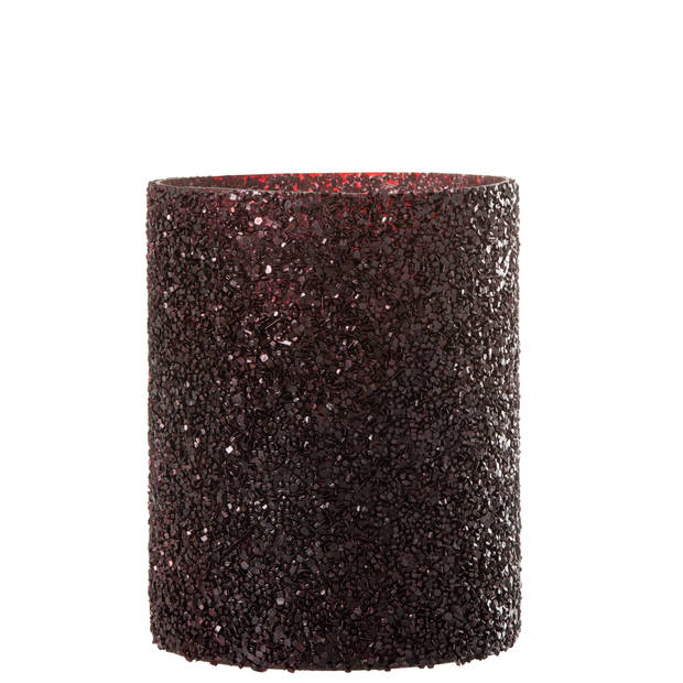 J-line - Windlicht Glitter Glas Bordeaux Large - 16x16x21cm