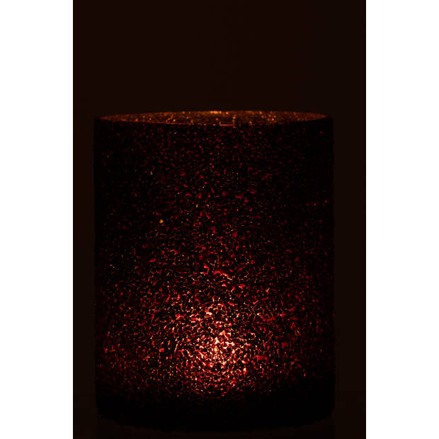 J-line - Windlicht Glitter Glas Bordeaux Large - 16x16x21cm