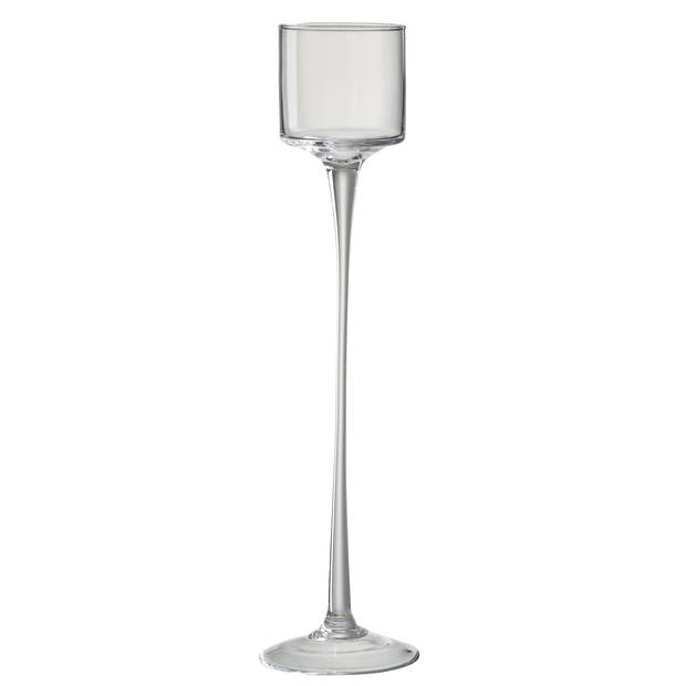 J-line - Windlicht Op Voet Glas Transparant Large - 11x11x45cm