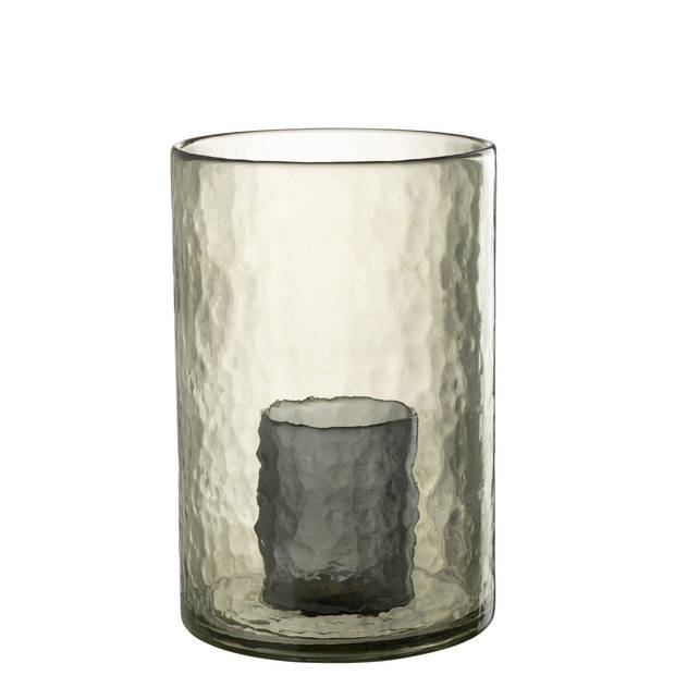 J-line - Windlicht Dubbel Glas Groen Large - 20.5x20.5x30.5cm