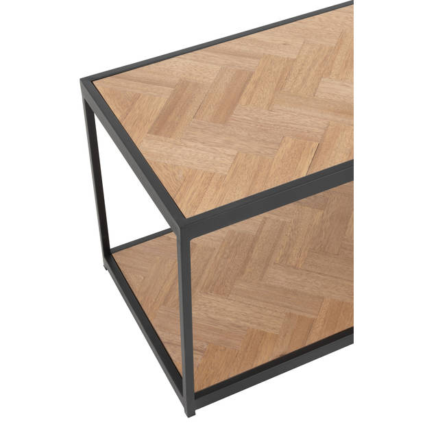 J-line - Salontafel Zigzag Rechthoek Hout/metaal Naturel/zwart - 150x40x44.5cm