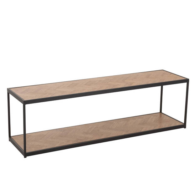 J-line - Salontafel Zigzag Rechthoek Hout/metaal Naturel/zwart - 150x40x44.5cm