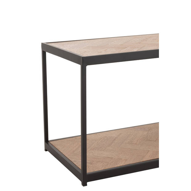 J-line - Salontafel Zigzag Rechthoek Hout/metaal Naturel/zwart - 150x40x44.5cm