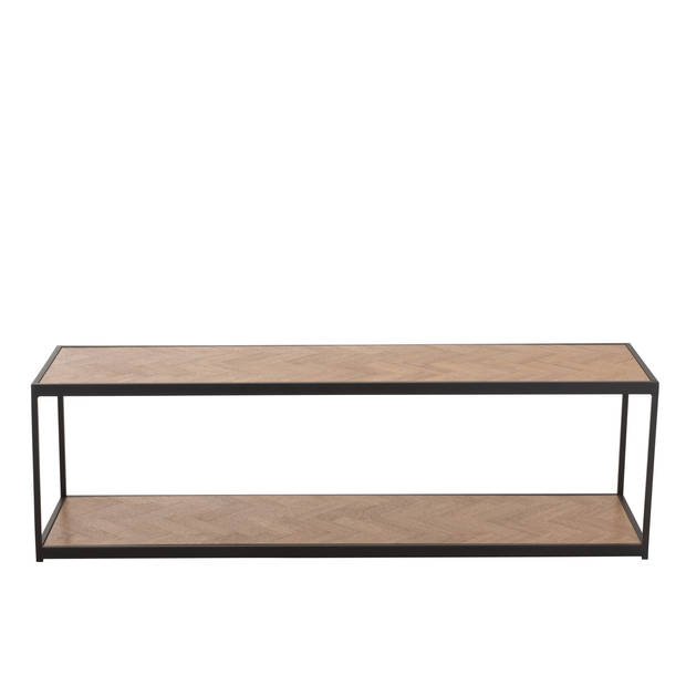 J-line - Salontafel Zigzag Rechthoek Hout/metaal Naturel/zwart - 150x40x44.5cm