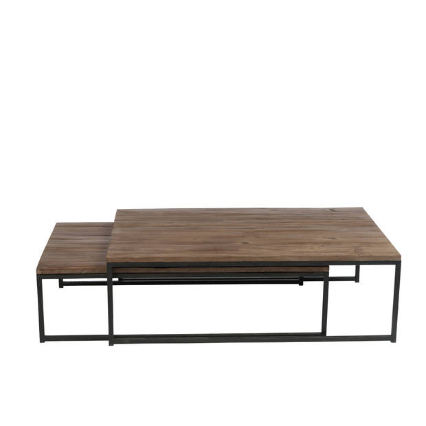 J-line - Set 2 Salontafels Hout/metaal Bruin+zwart - 120x80x38.5cm