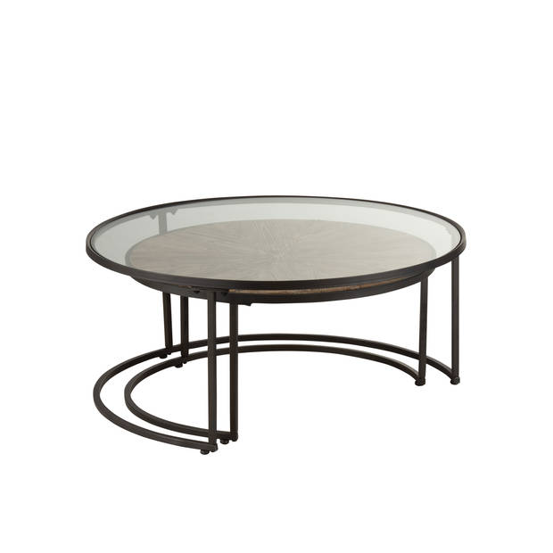 J-line - Set Van 2 Salontafels Rond Metaal Zwart - 91x91x41cm