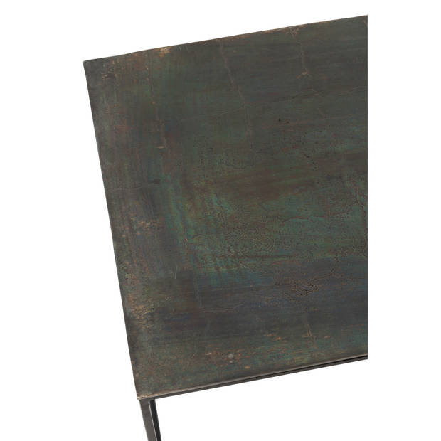 J-line - Salontafel Rechthoekig Oxidize Aluminium/ijzer Antiek Zwart/groen - 110x49x41cm