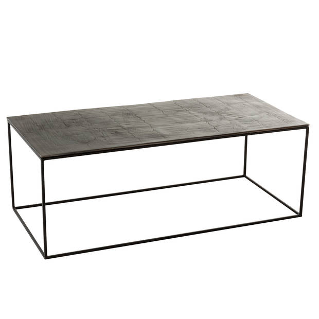 J-line - Salontafel Rechthoekig Oxidize Aluminium/ijzer Antiek Zwart/groen - 110x49x41cm