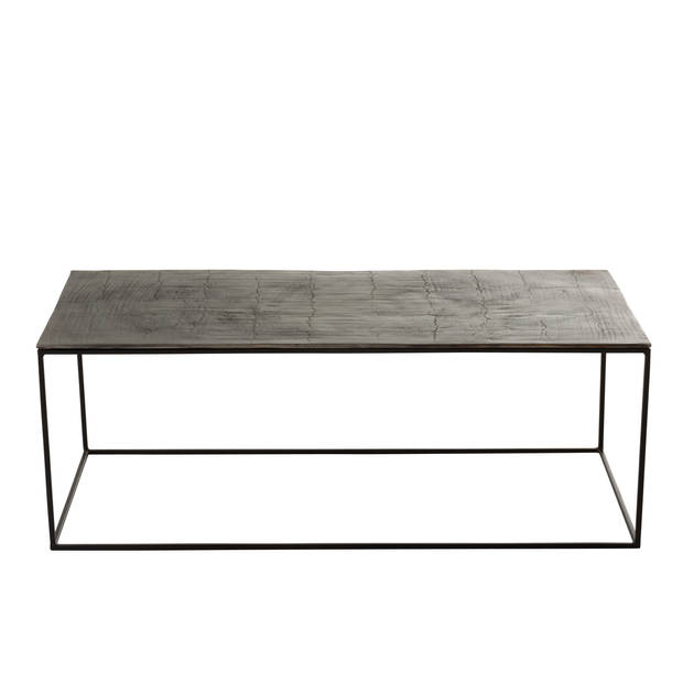 J-line - Salontafel Rechthoekig Oxidize Aluminium/ijzer Antiek Zwart/groen - 110x49x41cm