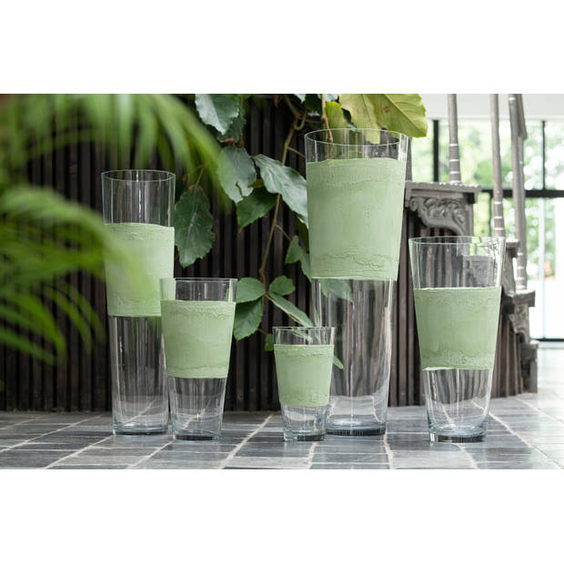 J-line - Vaas Delph Glas Transparant/groen Extrasmall - 14x14x25cm