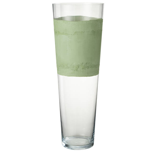 J-line - Vaas Delph Glas Transparant/groen Extralarge - 24.5x24.5x70cm