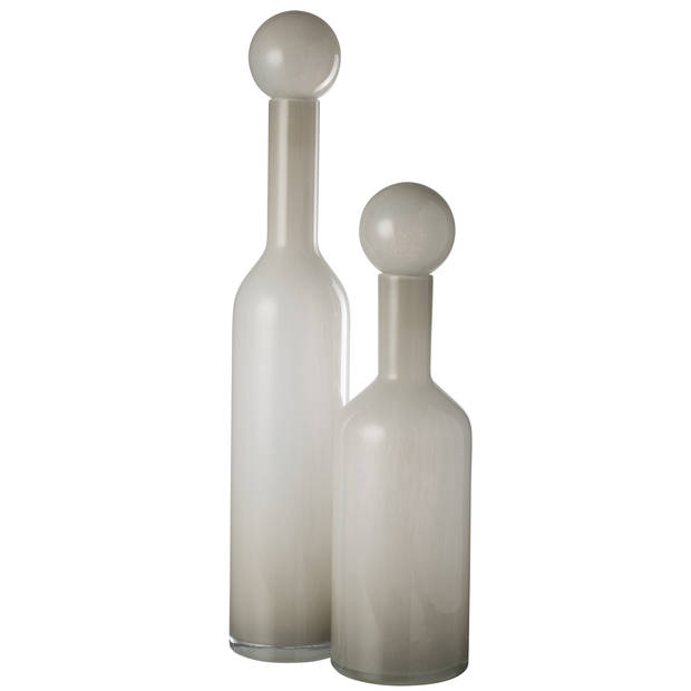 J-line - Vaas Fles+stop Effen Glas Wit Large - 14x14x75cm