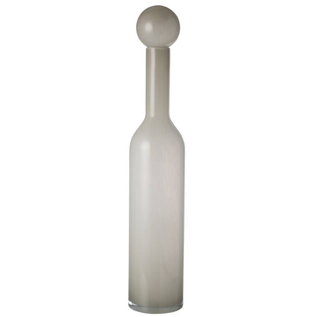 J-line - Vaas Fles+stop Effen Glas Wit Large - 14x14x75cm