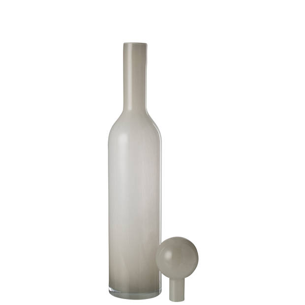 J-line - Vaas Fles+stop Effen Glas Wit Large - 14x14x75cm