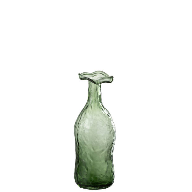 J-line - Vaas Openbloeien Glas Groen Small - 9.5x9.5x27cm