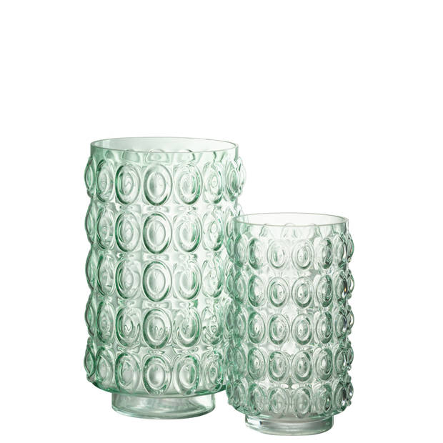 J-line - Vaas Bubbels Glas Licht Groen Large - 18.5x18.5x30.5cm