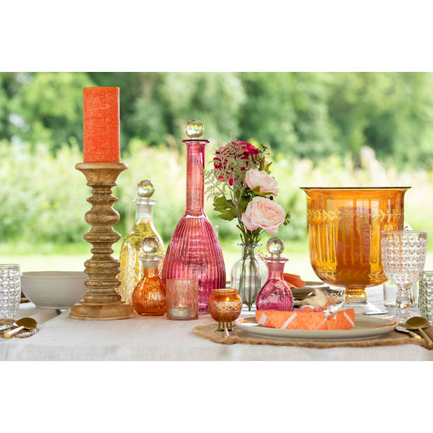 J-line - Vaas Romeins Hals Glas Oranje - 22.5x22.5x24.5cm