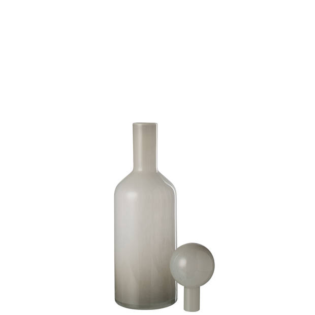 J-line - Vaas Fles+stop Effen Glas Wit Small - 15.5x15.5x46cm