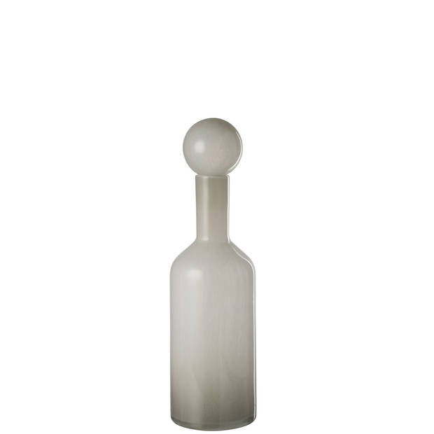 J-line - Vaas Fles+stop Effen Glas Wit Small - 15.5x15.5x46cm