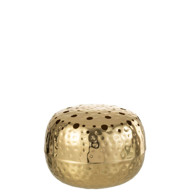 J-line - Vaas Ball Met Gaten Metaal Goud Large - 23x23x8.5cm