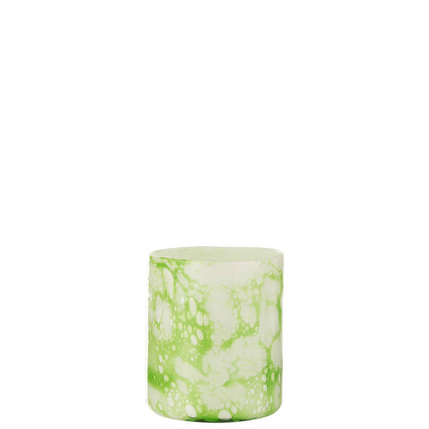 J-line - Vaas Marmer Glas Groen/wit Medium - 15x15x18cm