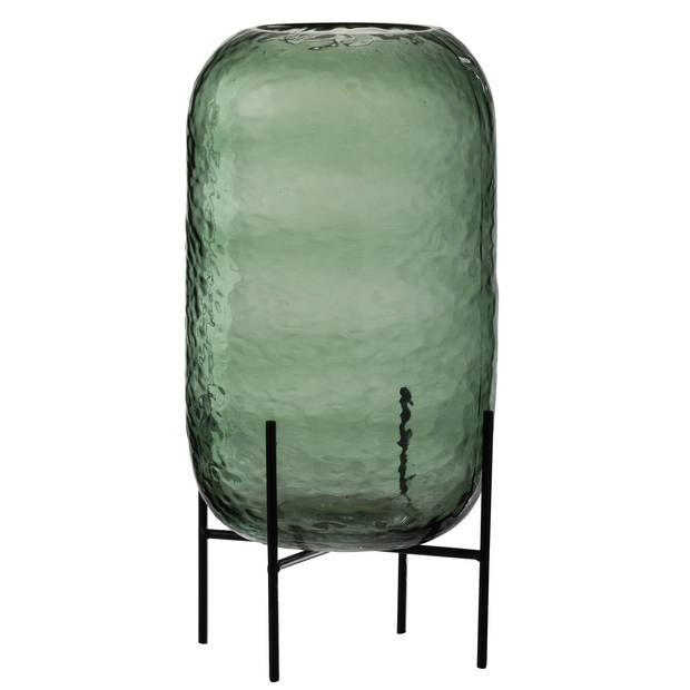 J-line - Vaas Rond Oneffen Glas Groen Large - 18x18x38cm