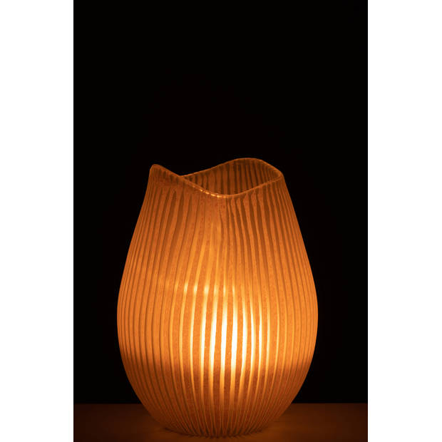 J-line - Vaas Streep Glas Lichtroze Large - 19.5x19.5x31cm