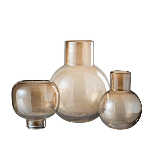 J-line - Vaas Bol Met Hals Glas Amber Large - 24x24x29cm