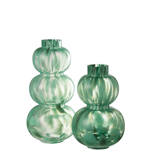 J-line - Vaas Barba Glas Groen Large - 18.5x18.5x36cm