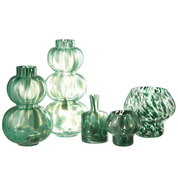 J-line - Vaas Barba Glas Groen Large - 18.5x18.5x36cm