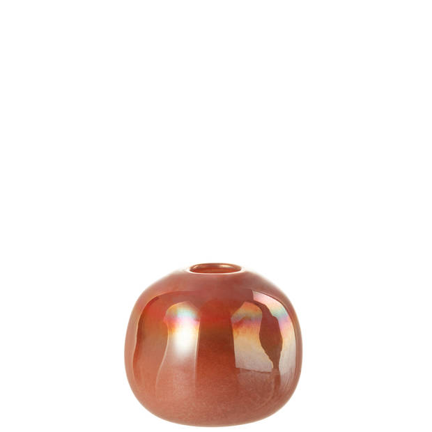 J-line - Vaas Bol Glas Rood Small - 13.5x13.5x13cm