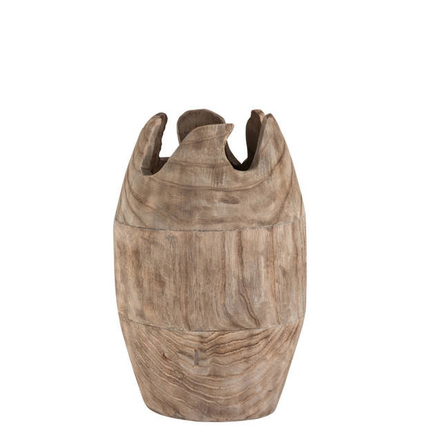 J-line - Vaas Onregelmatig Hout Naturel Large - 26x26x43cm