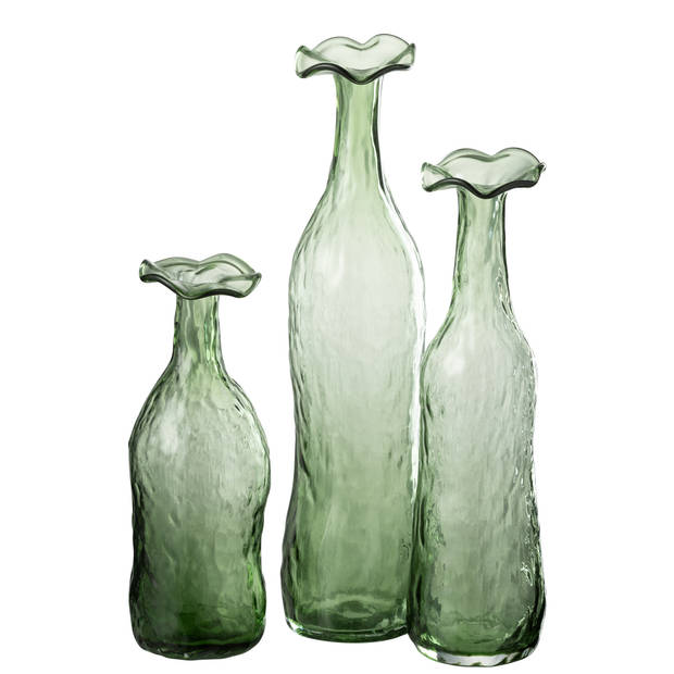 J-line - Vaas Openbloeien Glas Groen Large - 10x10x40cm