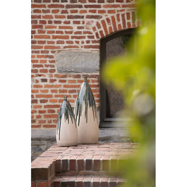 J-line - Vaas Verf Keramiek Naturel/groen Small - 22x22x51cm