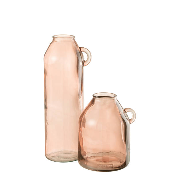 J-line - Vaas Handvat Cilinder Glas Licht Roze Large - 17x14x45cm