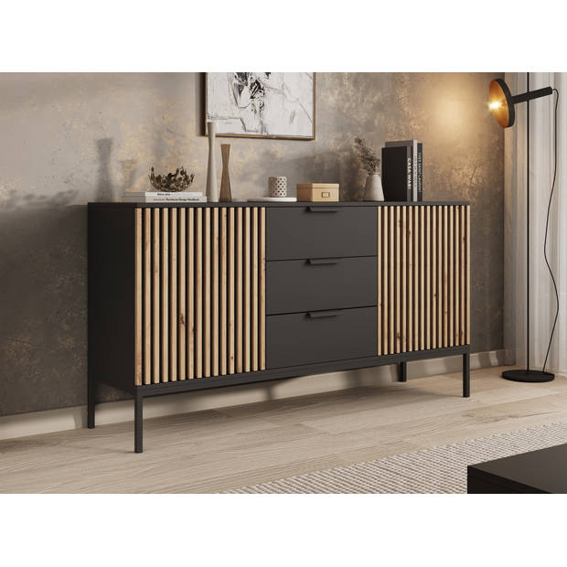 Meubella Dressoir Marbella - Zwart - 150 cm