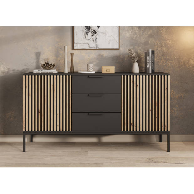 Meubella Dressoir Marbella - Zwart - 150 cm